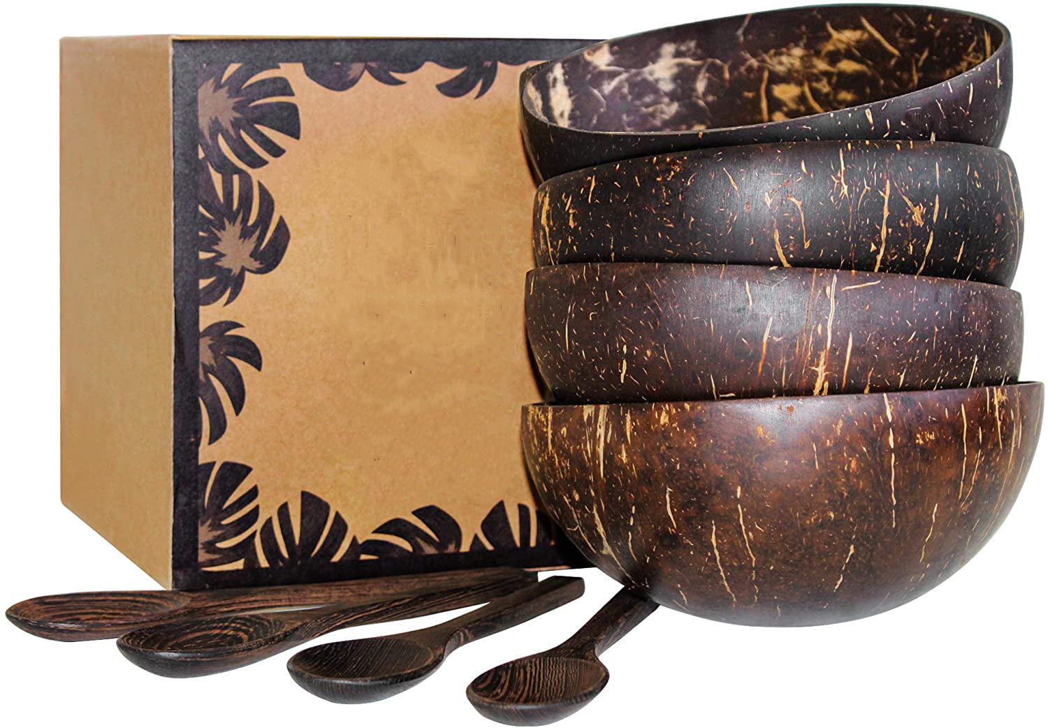 Coconut Bowls And Wooden Spoon Sets - Vedessi