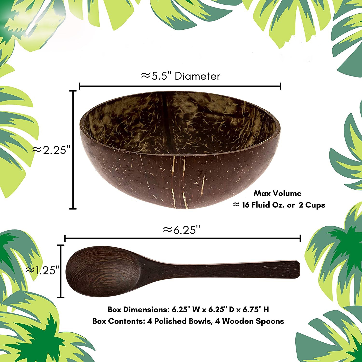 Coconut Bowls And Wooden Spoon Sets - Vedessi