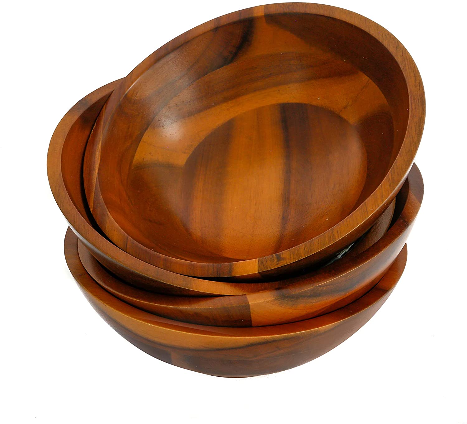7 Inches Acacia Wooden Salad Bowls - Set of 4 - Vedessi