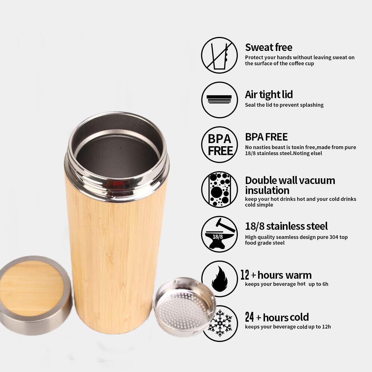 Bamboo Tumbler with Strainer - Vedessi