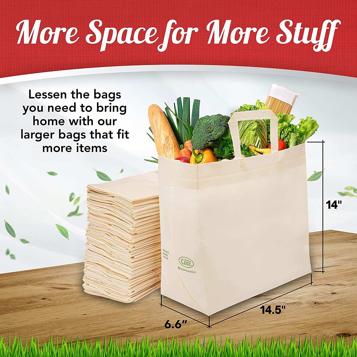 50 Pack Reusable Eco-Friendly Grocery Shopping Bags - Vedessi