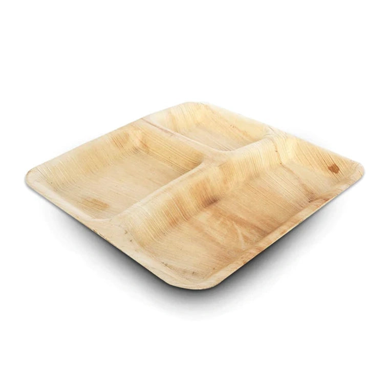 Square Compartment Palm Leaf Plates - Vedessi