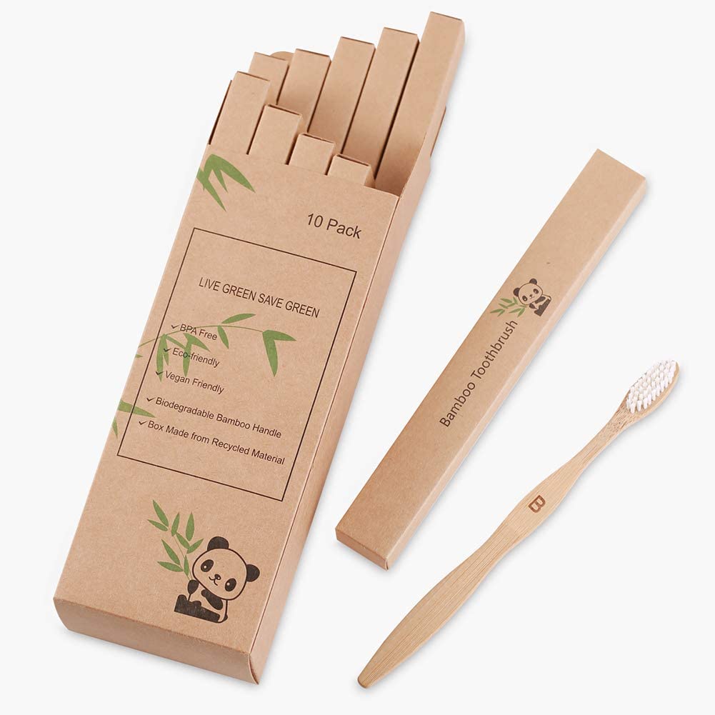 10 Pack Organic Bamboo Toothbrush - Vedessi