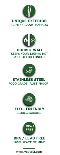 Bamboo Tumbler with Strainer - Vedessi