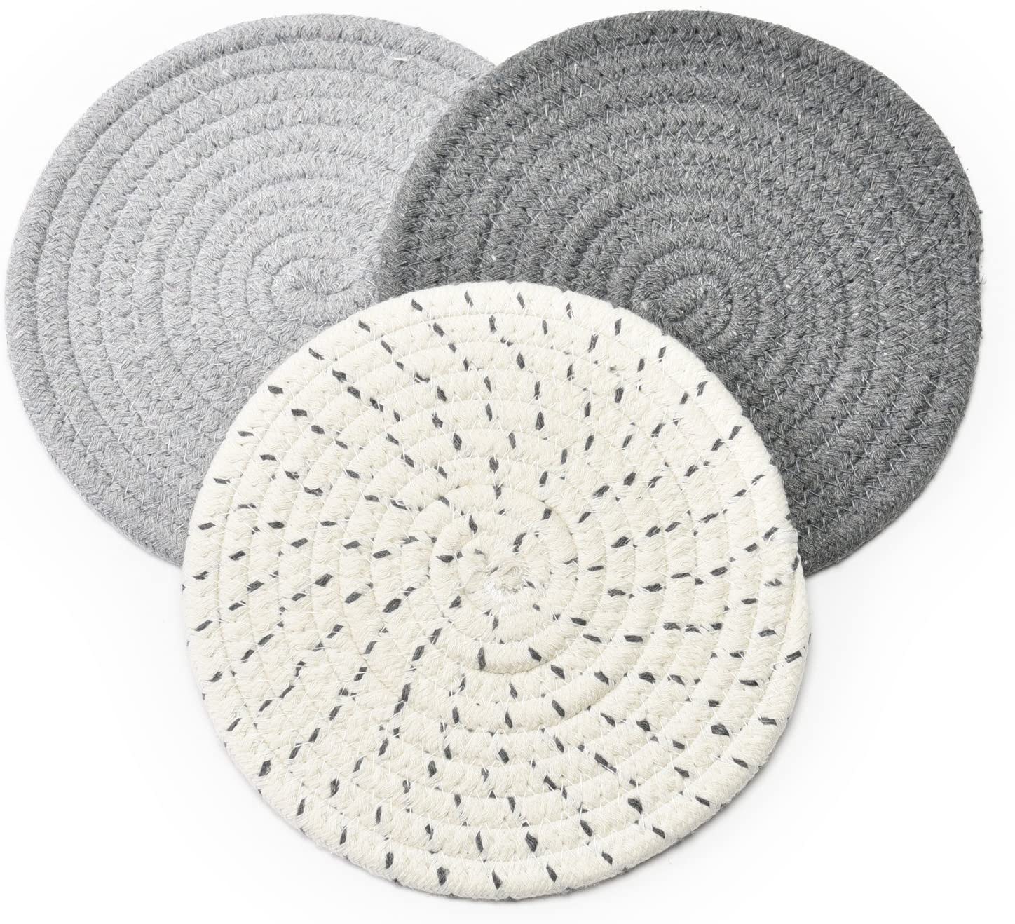 Potholders Set Trivets Set 100% Pure Cotton - (Set of 3) Stylish Coasters - Vedessi