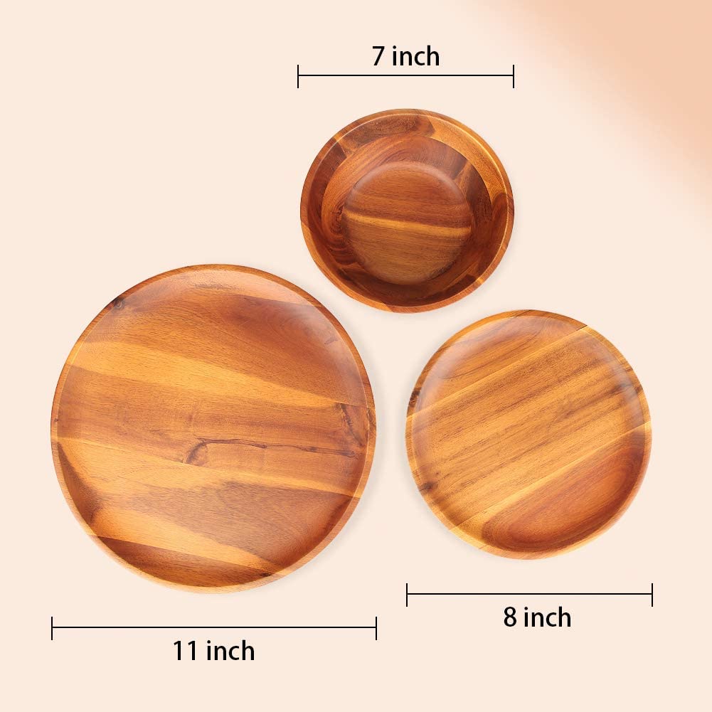 Wood Dinnerware Set 12pcs Acacia wood Tableware Set, Service for 4 - Vedessi