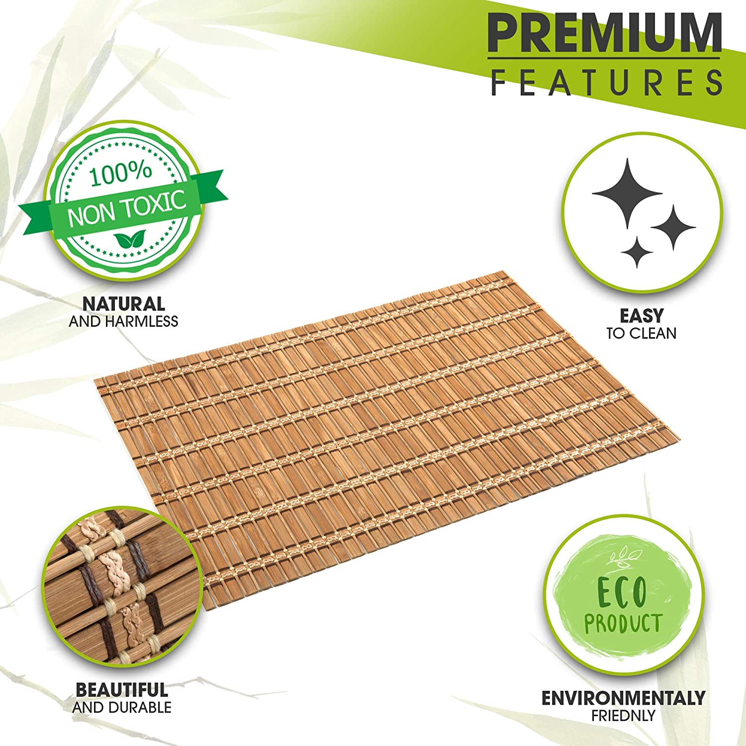 Bamboo Placemats – 4 pcs Table Runner - Vedessi