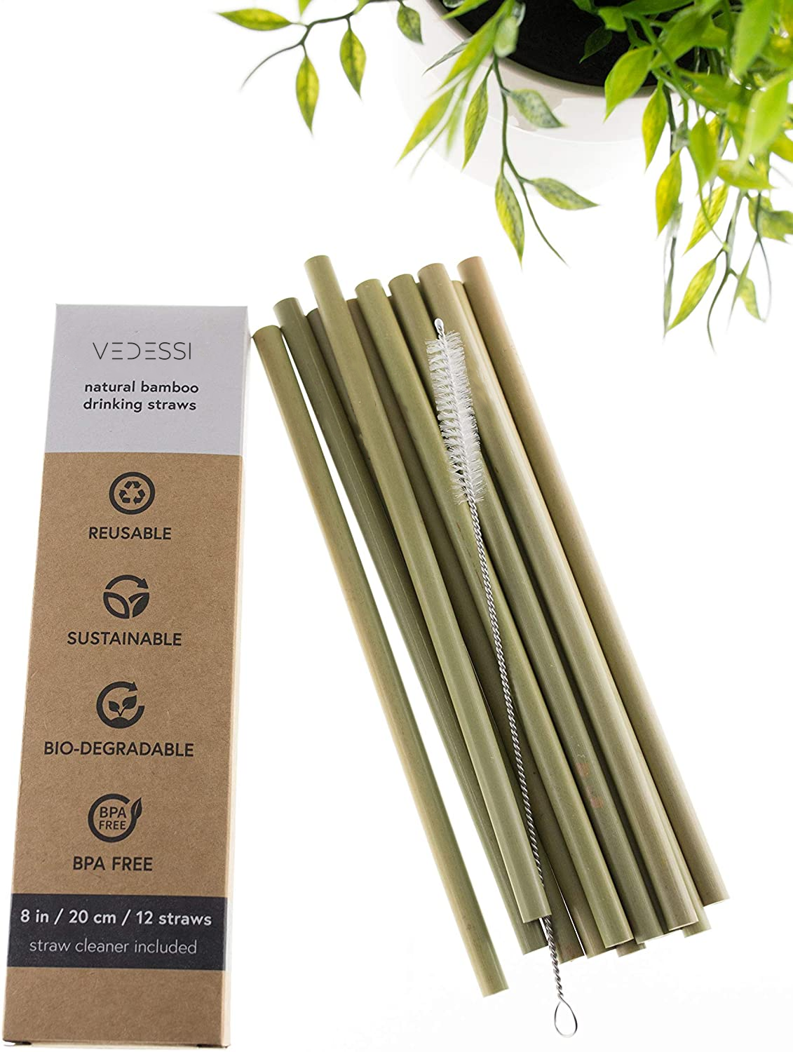 Organic Bamboo Reusable Straws - 10 pc - Vedessi
