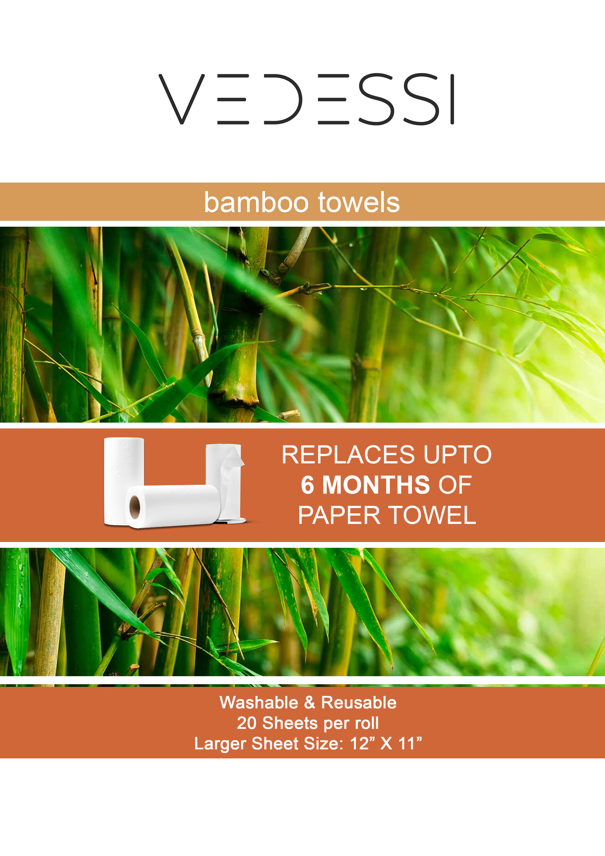 Bamboo Towels - Heavy Duty Eco Friendly - Vedessi