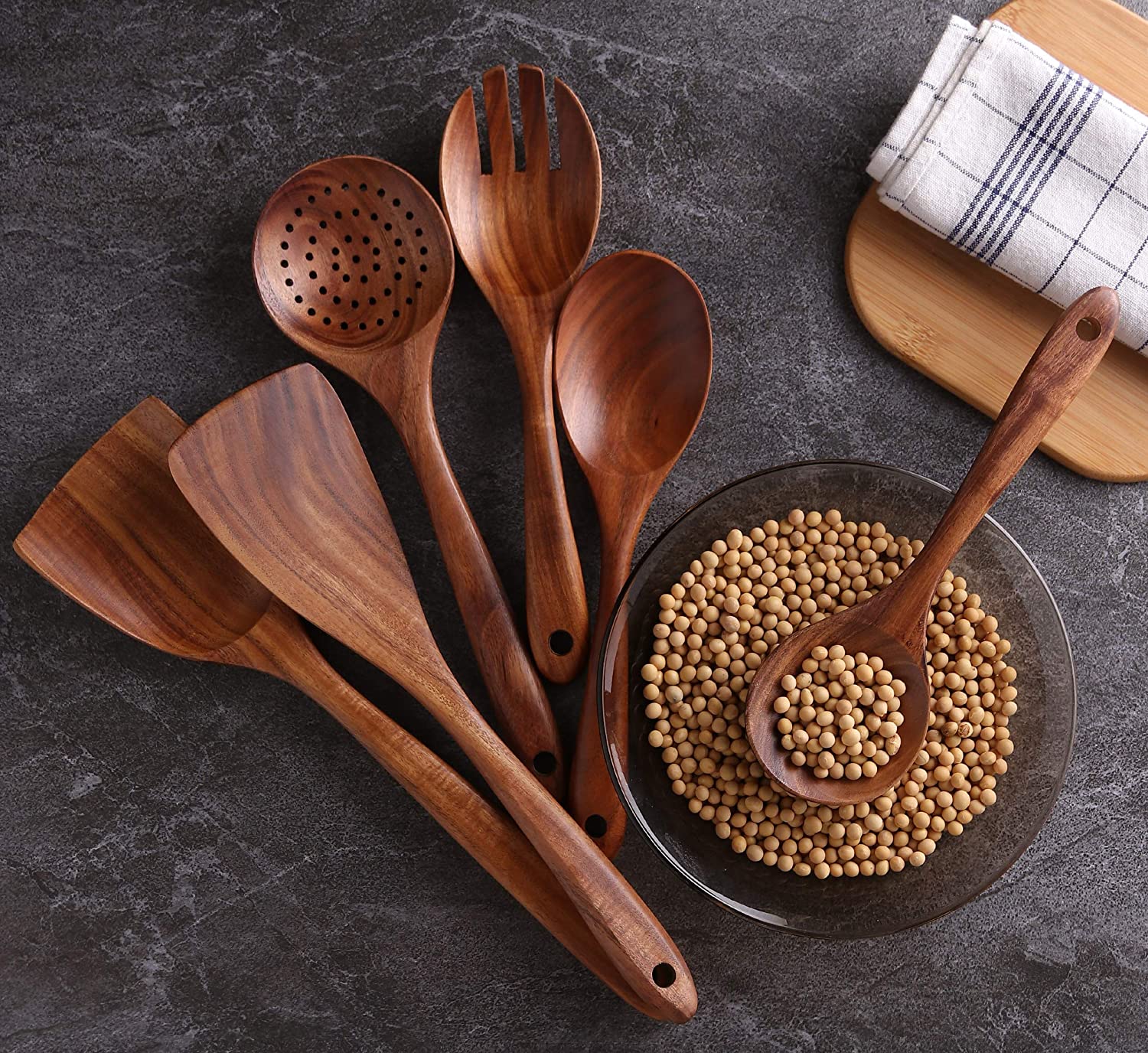 Acacia wood cooking utensil set (6pc)