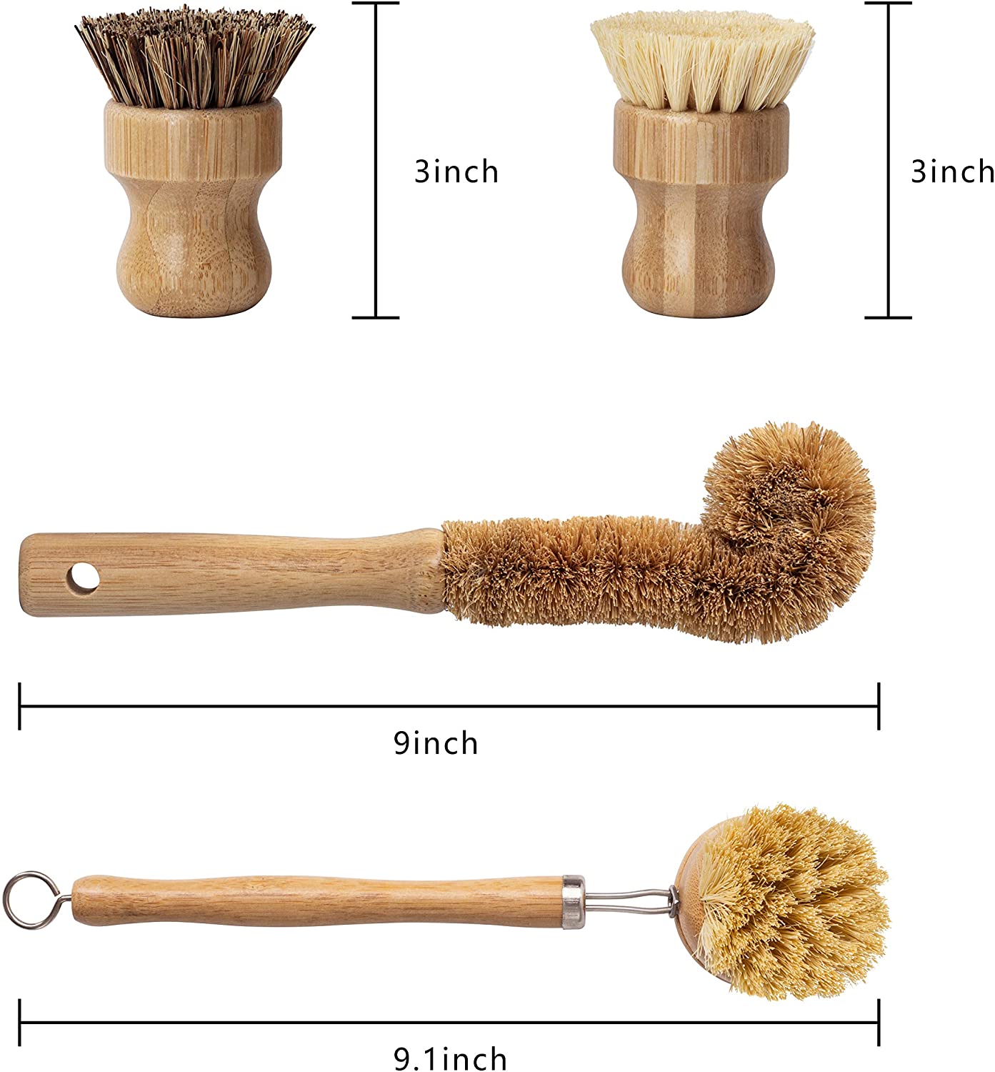 Dish Brush & Holder Set : All Natural Bamboo