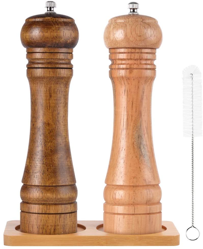 Salt And Pepper Grinder, Wooden Salt And Pepper Mill - Refillable