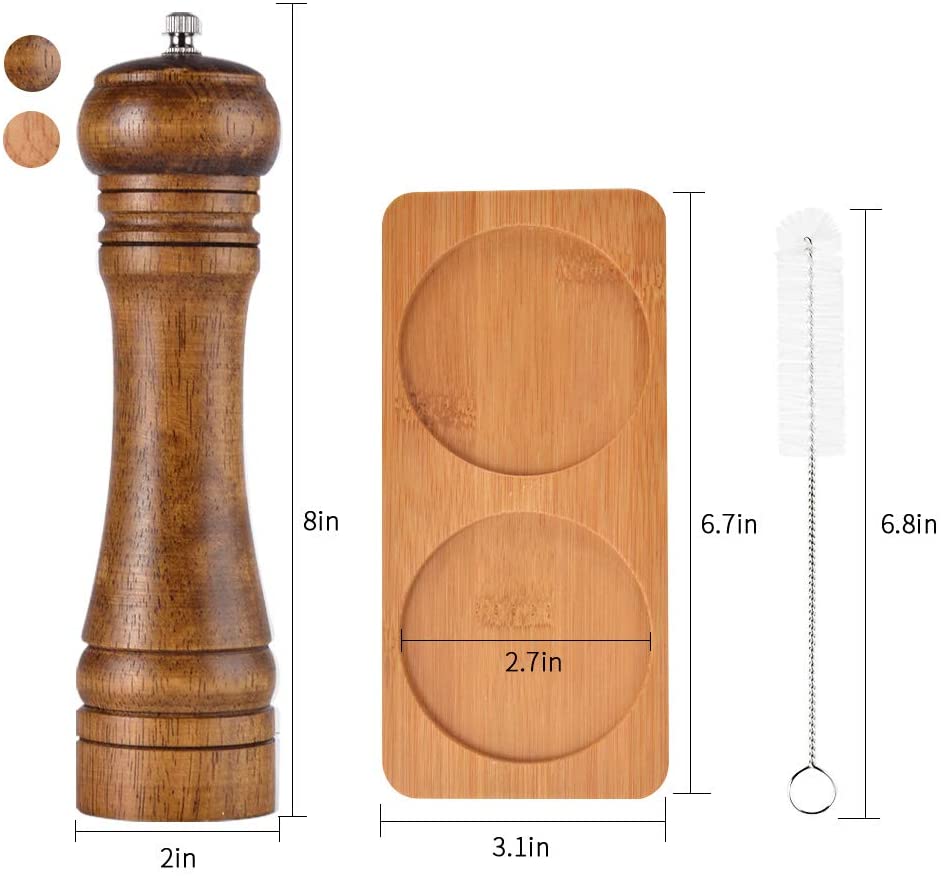 Oak Wooden Salt Pepper Grinder - Set of 2 - Vedessi