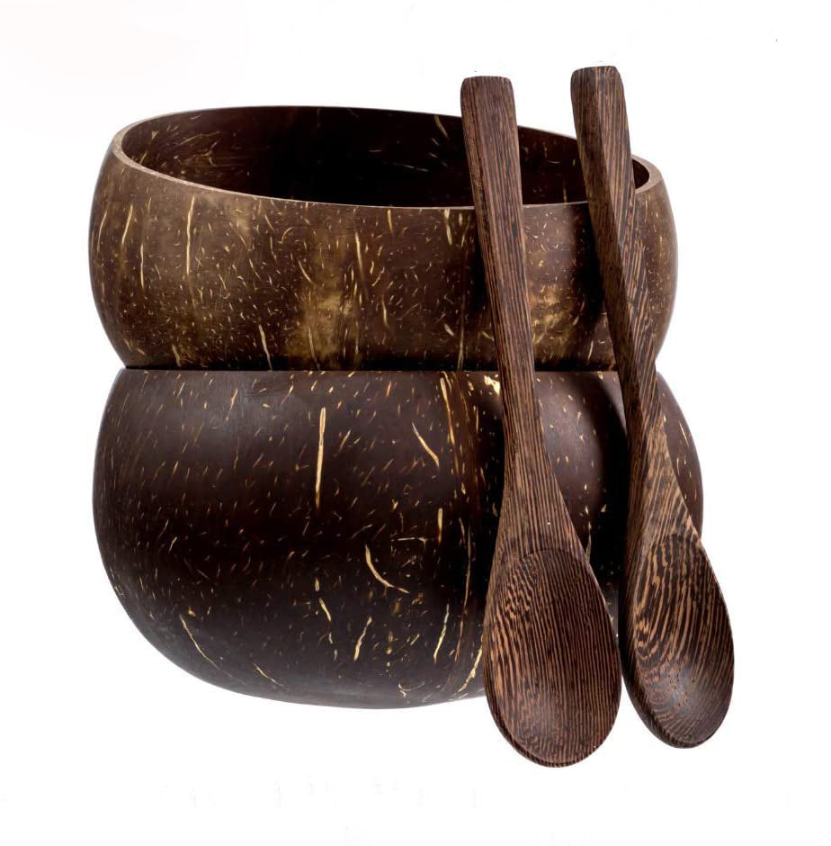 Coconut Bowls And Wooden Spoon Sets - Vedessi