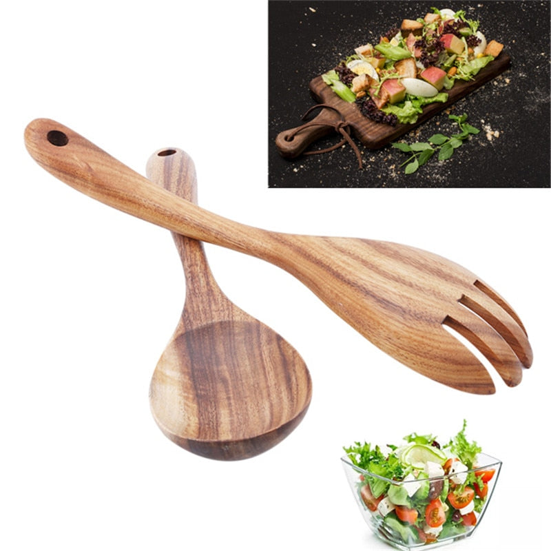 Wooden Salad Serving Spoons - Set of 2 - Vedessi